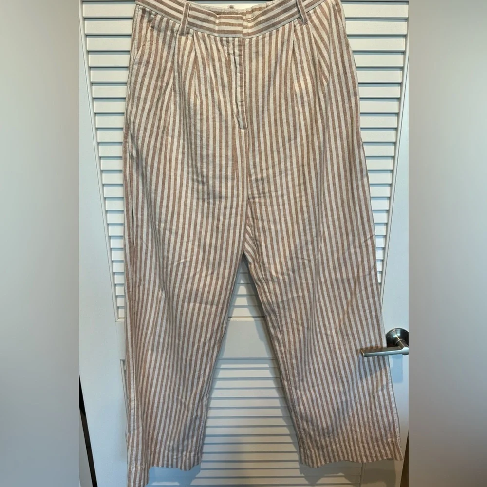 Abercrombie & Fitch • linen-blend sloane tailored wide leg pant sz M regular - Picture 1 of 5